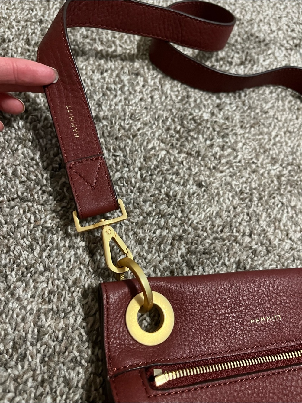 Hammitt Tony Small Maroon Burgundy Gold Hardware Crossbody - Picture 8 of 11